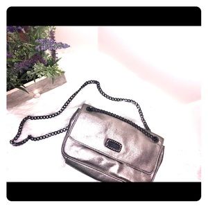 Michael Kors Silver Leather Purse with metal